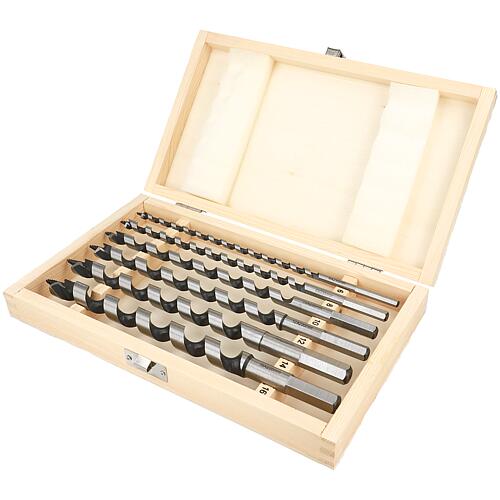 Auger bit set, 6 pieces, ø 6/8/10/12/14/16 mm, with wooden case Standard 1