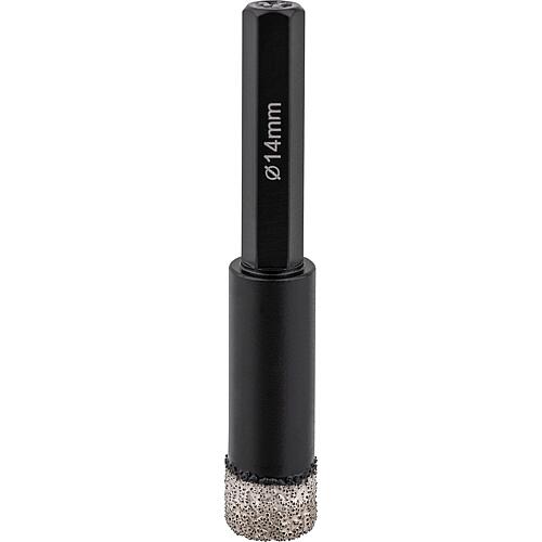 Tile core drill bit Soldia Ø 14 mm, hexagon holder, dry, integrated cooling