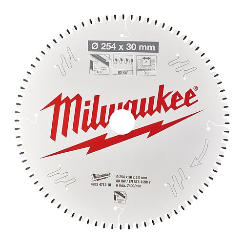 Circular saw blade Milwaukee Ø 254x30 mm, 80 flat trapezoidal teeth, for aluminium