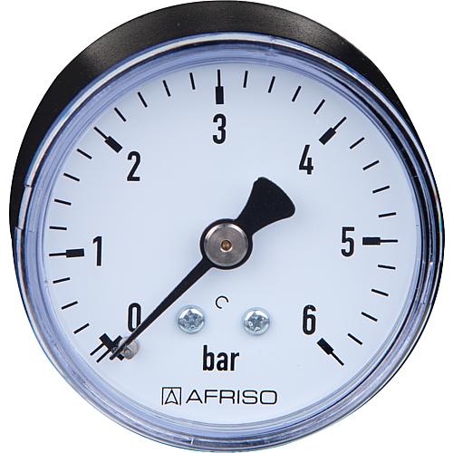 RF pressure gauge 50 axial 0 - 6 bar, connection 1/4" axial (rear)