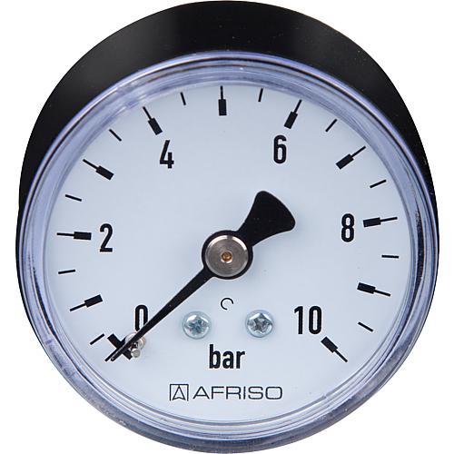 RF pressure gauge 50 axial 0-10 bar, connection 1/4" axial (rear)