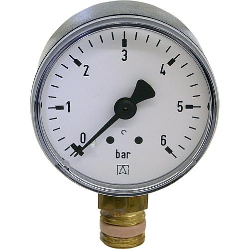 RF pressure gauge 50 radial 0 - 6 bar, connection 1/4" radial (bottom)