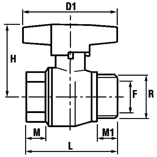 Ball valve, IT x ET with butterfly handle