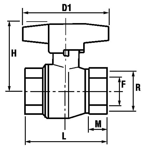 Ball valve, IT x IT with butterfly handle Standard 2