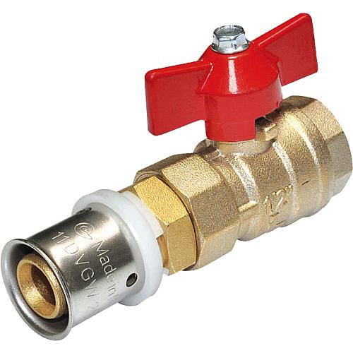 Pressing ball valve with butterfly handle 16x2mm - IG - DN15(1/2") TH contour