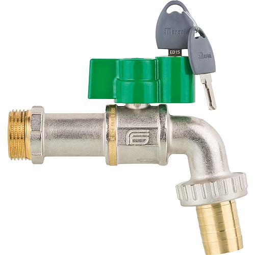 Viva outlet ball valve with butterfly handle, aluminium lock and key, PN 40 Standard 3