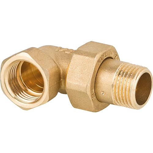 Brass threaded fitting Screw connection, flat sealing, Angle 90°, 1/2" ixa