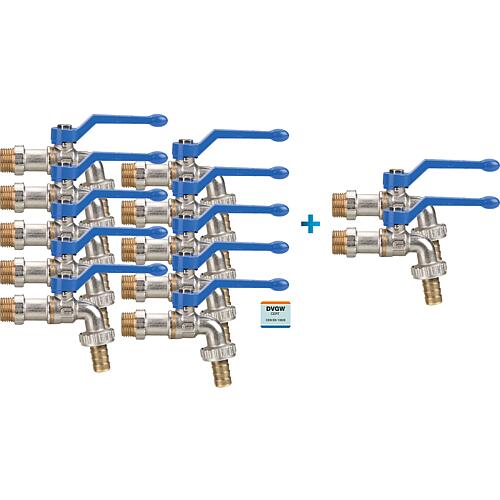 Drain cocks set "Silver" consisting of 10x outlet ball valve +2x free outlet ball valve