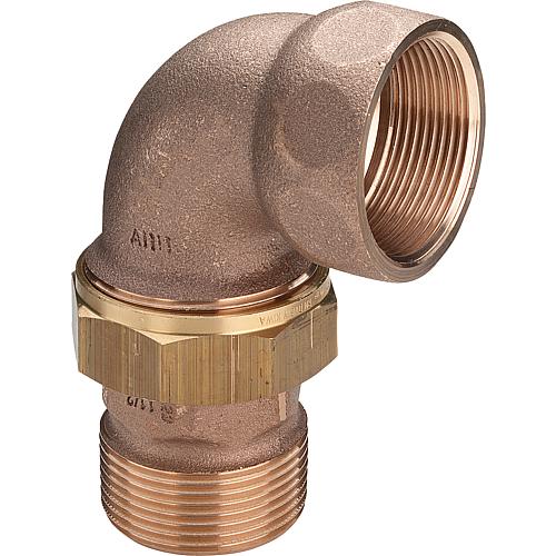 Raccord fileté en bronze 
Union coudé 90° (filetage fem. x filetage mâle) type 3088 à joint plat Standard 1