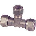 Compression fitting made of brass, T piece, reduced