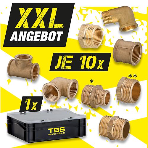 XXL-Angebot Gewindefittings Messing + TBS Transportbox Standard 1