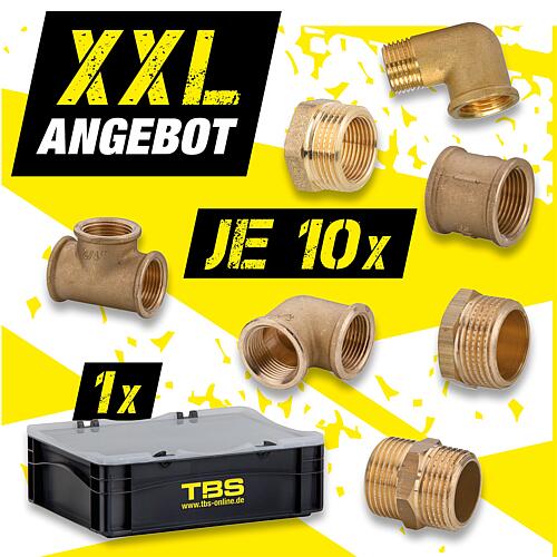 XXL-Angebot Messing-Gewindefittings Vorteilspaket DN15 (1/2") - 70-teilig inkl. TBS Box