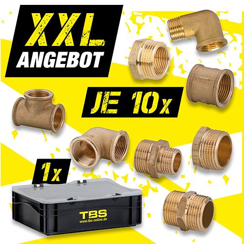 XXL-Angebot Messing-Gewindefittings Vorteilspaket DN20 (3/4") - 80-teilig inkl. TBS Box