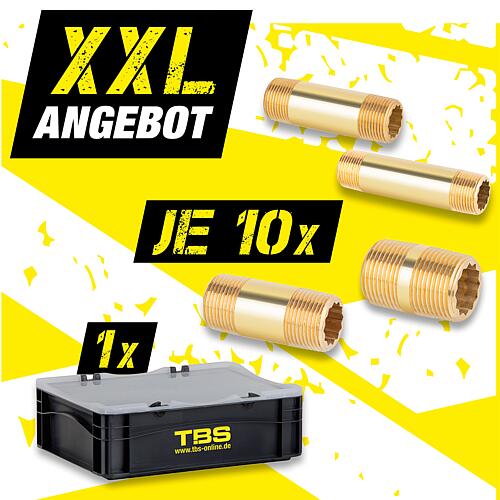 XXL-Angebot Rohrdoppelnippel, Messing + TBS Transportbox, 41-teilig Standard 2