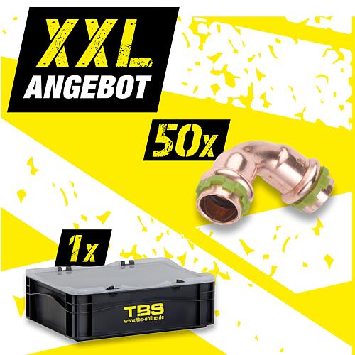 XXL-Angebot Pressfittings V-Kontur, Kupfer, Bogen 90° + TBS Transportbox, 51-teilig Standard 1