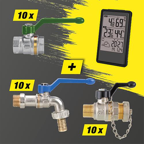 Promotional package ball valve set + free ETNA wireless weather station Webshop nur TBS DE 1