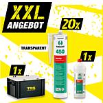 Offre XXL Silicone sanitaire transparent + produit de lissage spécial + Mallette de transport TBS, 22 pièces