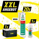 XXL-Angebot Sanitärsilikon weiß + Glättmittel Spezial + TBS Transportbox, 22-teilig