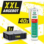 Offre XXL Silicone sanitaire 450, 40 pièces de 310 ml + Mallette de transport TBS, 41 pièces