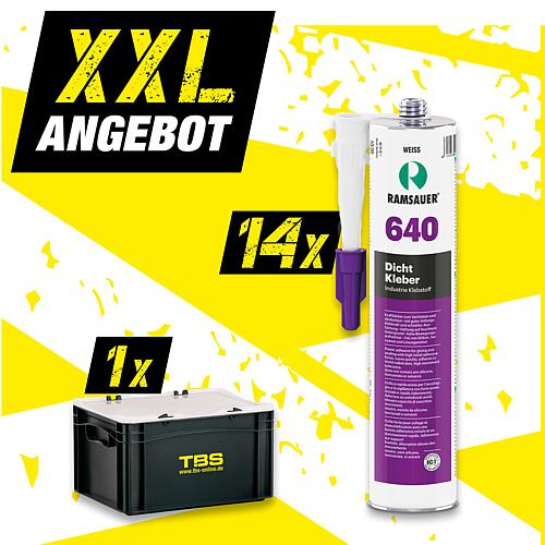 XXL offer Sealing adhesive 640 + TBS transport box, 15 pieces Standard 1