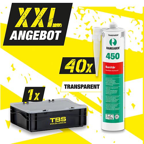 Offre XXL Ramsauer Silicone sanitaire 450 transparent 310 ml + Mallette de transport TBS, 41 pièces