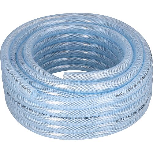 PVC fabric hose 19x26mm, DN20 (3/4") 25m, transparent/life-safe, max. 10bar +60°C