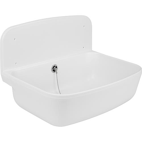 Cleaners sink, white incl drain and overflow set R 1 1/2" accessory: folding grill 93 016 97