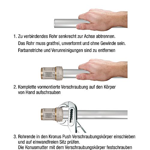 Brass clamp connector for steel pipe DN 10 (3/8“) to DN 50 (2“), transition piece IT Anwendung 4