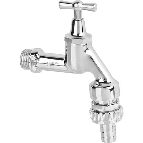 Tap, chromed, polished with tube aerator and backflow preventer, R1/2" with hose nozzle