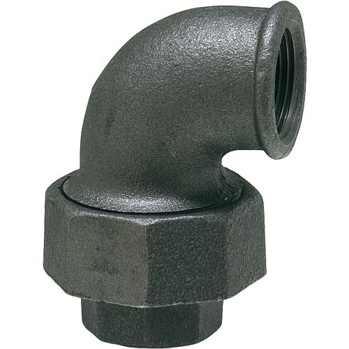 Malleable cast iron fitting, black elbow connector (IT x IT)