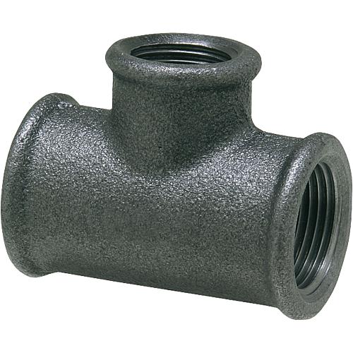 Malleable cast iron fitting, black T-piece 90° reduced (IT)