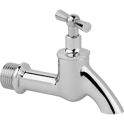 Drain cock DN15 (1/2"), smooth spout, polished chrome-plated