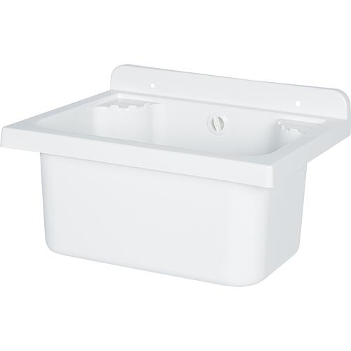 Draining sink "Mini" plastic, white, with valve bank, (WxD) 425x340 mm