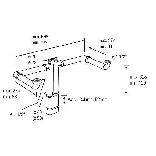 Space-saving dual flush siphon