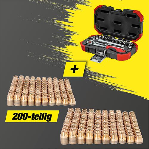 Pack promotionnel 2 x kit de rallonge de robinet en Bronze + Jeu de clés à pipe GEDORE 1/4", 16 pièces gratuit