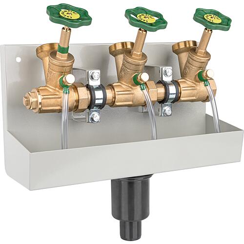 Schl÷sser compact manifold station DN 25, 3 outlets with drainage channel