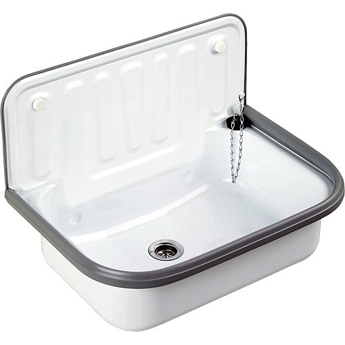 Steel draining sink, white 505x370x330 mm