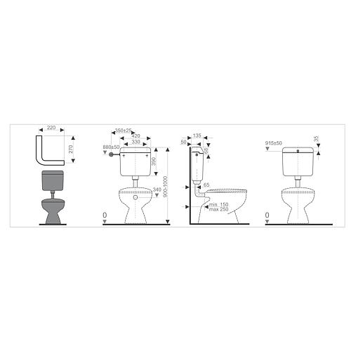 Surface-mounted cistern, start/stop button Standard