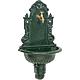 Wall fountain made of grey cast iron, green, with brass outlet valve