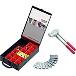 Coffret d'assortiment avec pince à plier, plaquettes de fixation et protections acoustiques, 322 Pièces