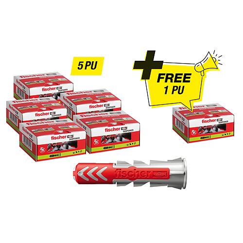 Fischer special offer set: 5x 94 119 90 + free 1x 94 119 90 Duopower plug