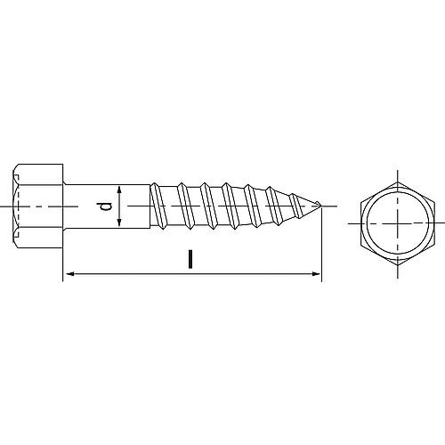 Hexagonal wood screws, ø 8 mm, DIN 577, stainless steel A2 Anwendung 1