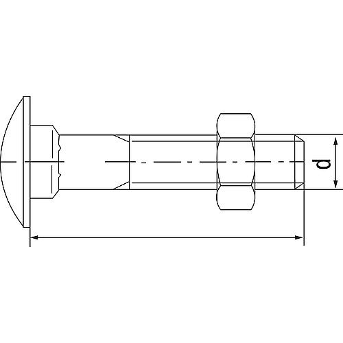 Vis à tête ronde DIN 603-4.6 Mu, zinguée, ø de filetage 10 mm