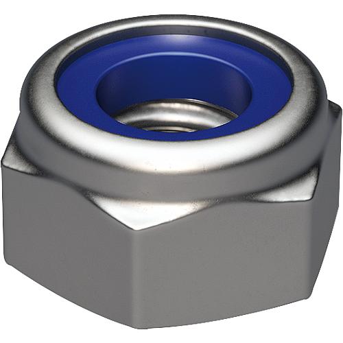 Hexagonal locking nuts with plastic ring, Cl. 10 low form DIN 985 galvanised