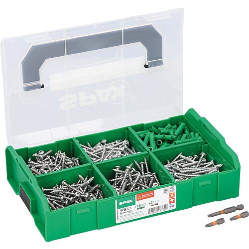 Half-round head screw set Torx® (T-Star® plus) electrician, fully threaded + 3 Bits in L-BOXX®-Mini, 554 pieces Standard 1