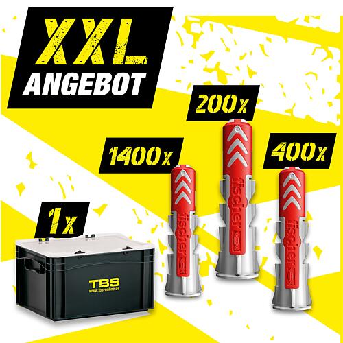 Offre XXL Fischer Chevilles DUOPOWER, 2000 pièces + TBS-Bo de transport