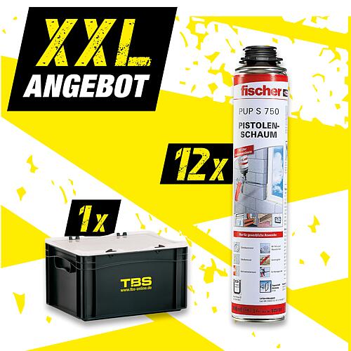 Offre XXL Fischer Mousse au pistolet PUP S 750 B2, 12 boîtes + TBS T