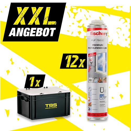 Offre XXL Fischer Mousse au pistolet Premium PUP 750 B2, 12 boîtes +