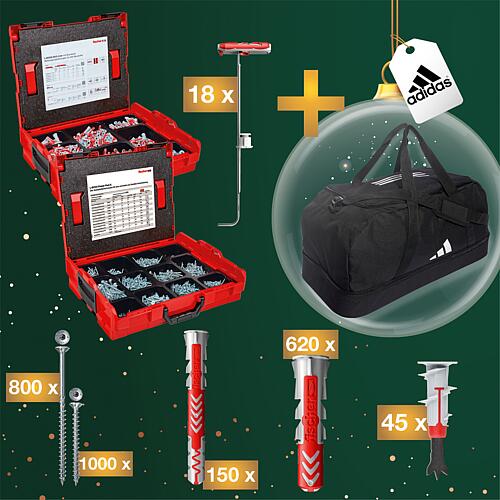 Special offer pack of DuoLine dowel range and Power-Fast II countersunk head screws + Bits in L-BOXX® 102 + free adidas Tiro League duffel bag L Standard 1