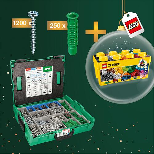 Pack promotionnel Assortiment de vis à tête demi-ronde pour électriciens + 6 Embouts en L-BOXX® + boîte de briques moyennes LEGO® gratuite Standard 1